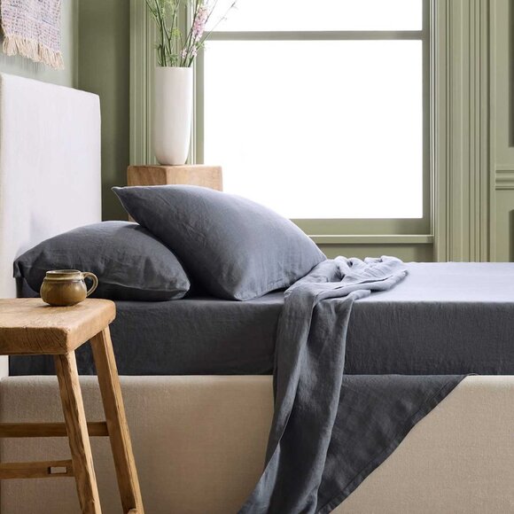 Unused! QUINCE *Standard* Nightfall European Linen Pillowcase Set 100% Linen - Picture 1 of 7